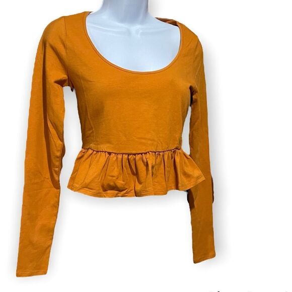Forever 21 Tops - NWT Forever 21 Yellow Mustard long Sleeve Ruffle Top